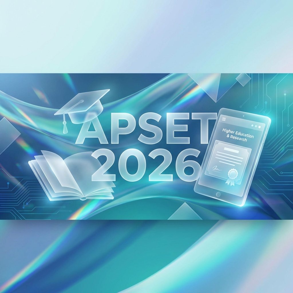 A student looking intently at a computer screen, surrounded by notes and books, symbolizing preparation for a competitive exam like APSET 2026.